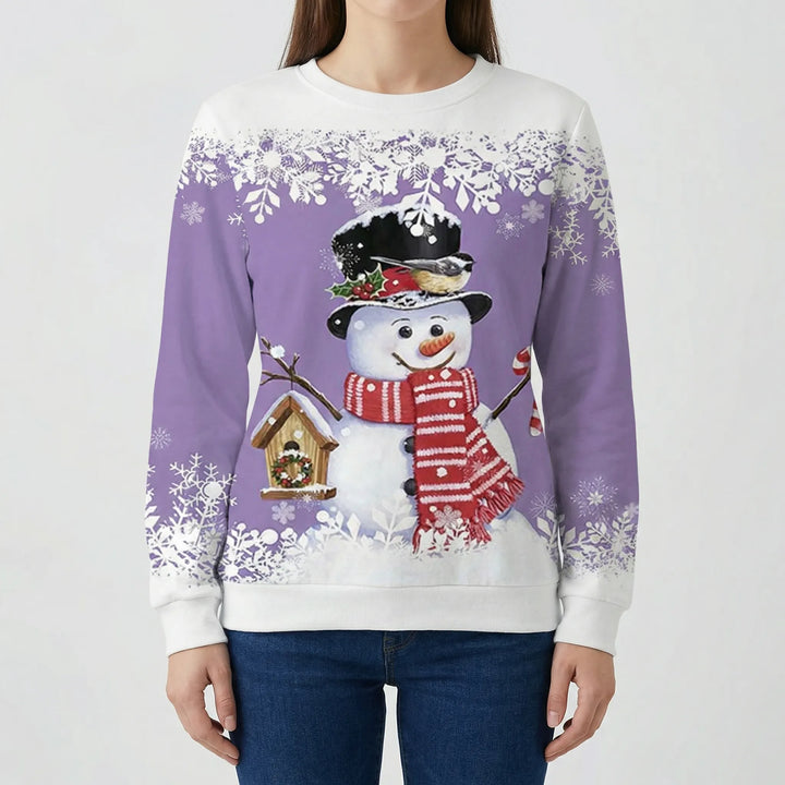 Snowvella - Graphic Snowman Crew Neck Sweatshirt