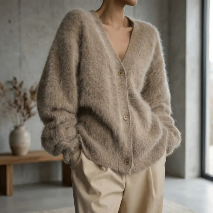 Softrelle - V-Neck Button-Front Women's Cardigan