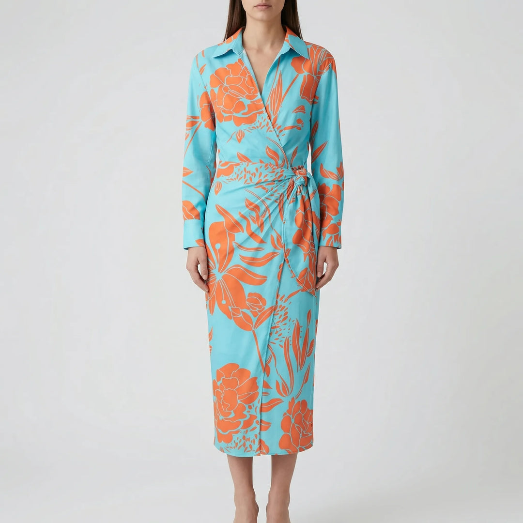 Solanta - Bold Striped Midi Shirt Dress
