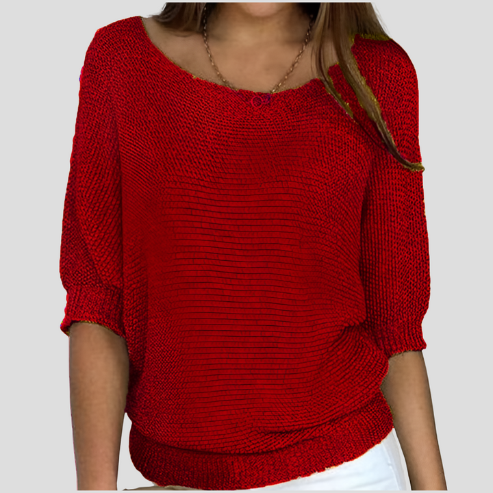 Solid Casual Oversize Tröja för Kvinnor