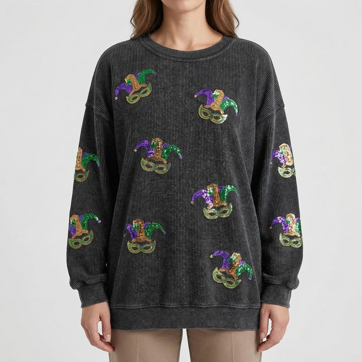 Spooklyn - Oversized Ghost Print Crewneck Sweatshirt