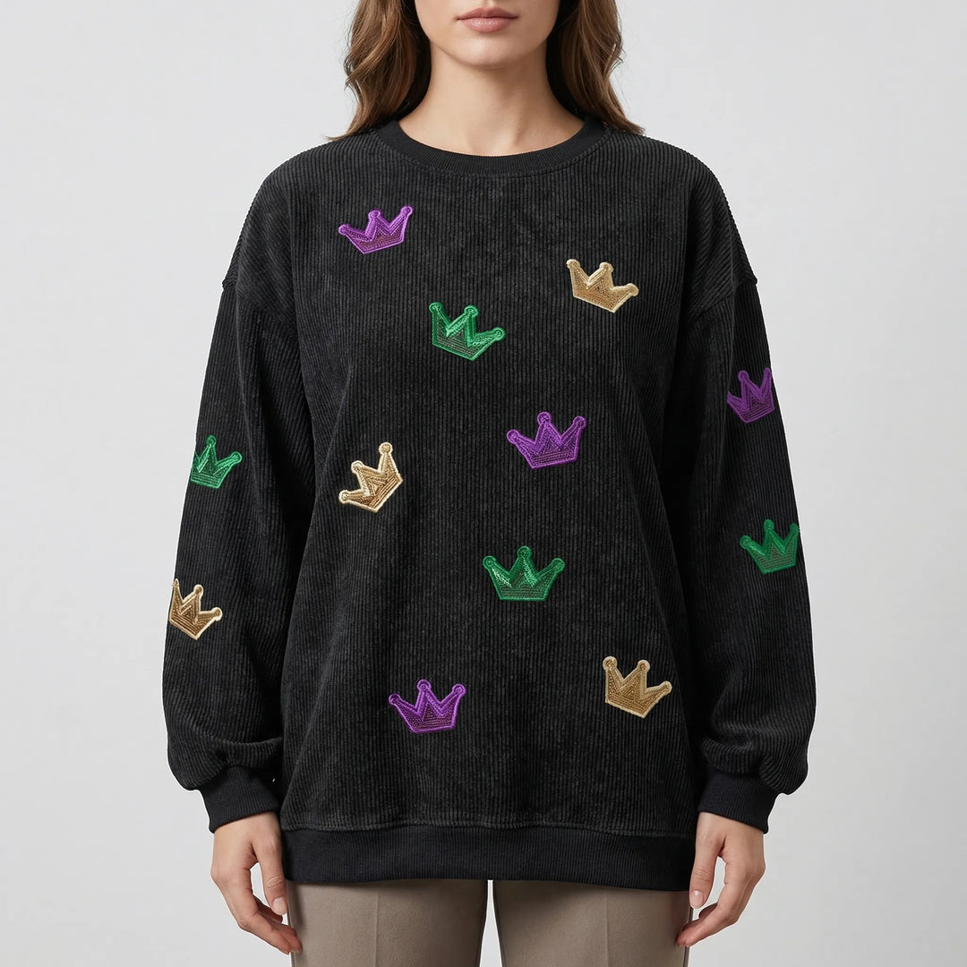 Spooklyn - Oversized Ghost Print Crewneck Sweatshirt