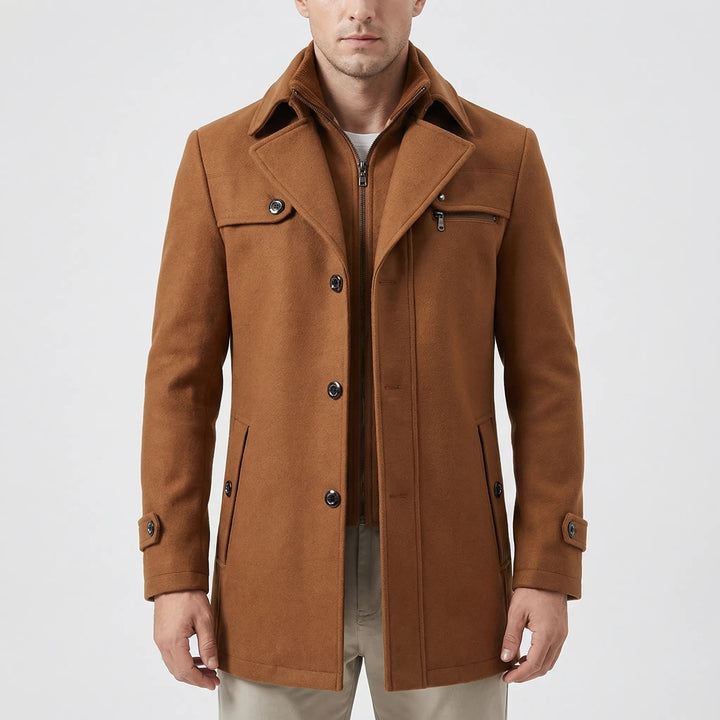 Strovex - Notched Collar Men's Overcoat