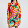 Tie-Dye Tryck Knapp-Down Skjortklänning