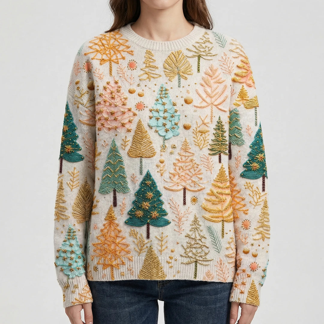 Treevara - Tree Motif Knit Pullover Sweater
