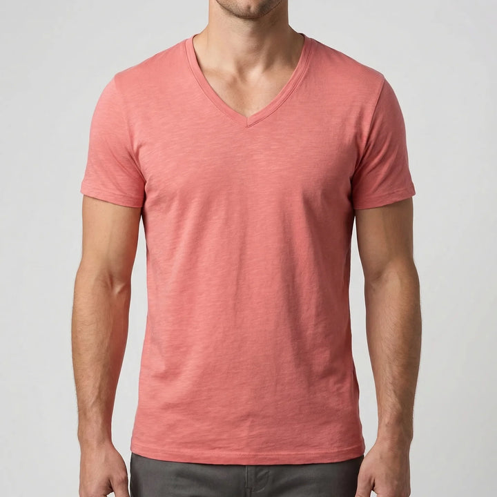 Veclaro - Classic V-Neck Short Sleeve Tee