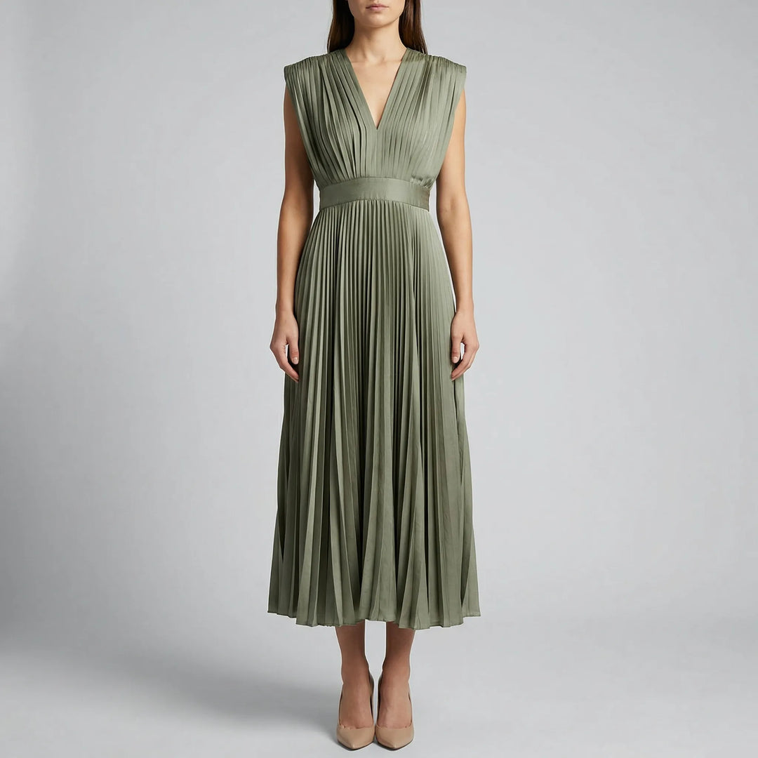 Velmira - Sleeveless Deep V-Neck Midi Dress