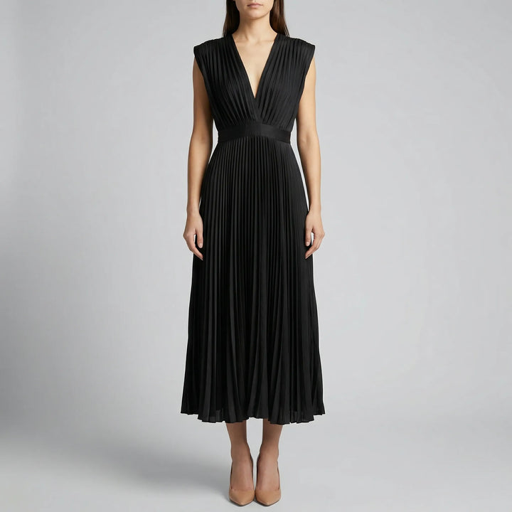 Velmira - Sleeveless Deep V-Neck Midi Dress