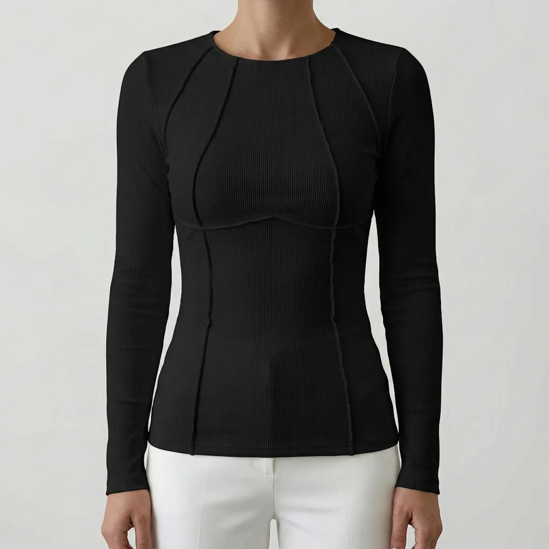Velurne - Fitted Ribbed Long-Sleeve Crop Top