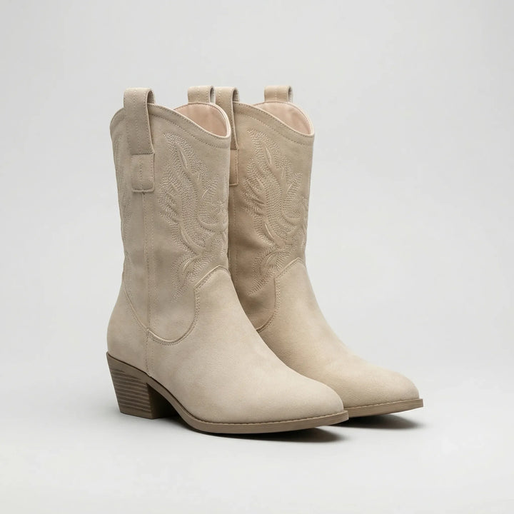 Westova - Embroidered Western Mid-Calf Pull-On Boot