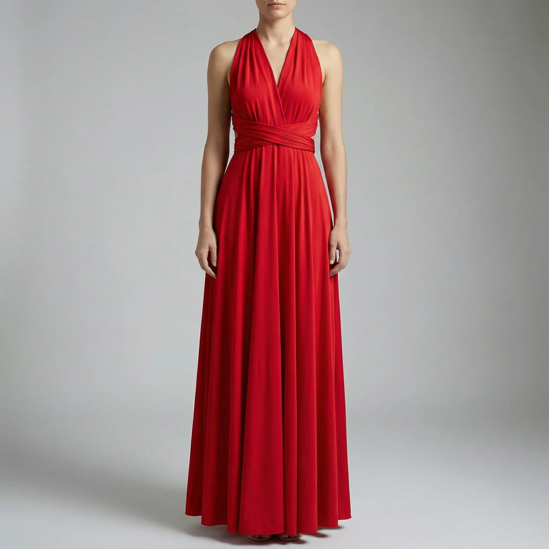 Wravelle - Adjustable Wrap Midi Dress For Women