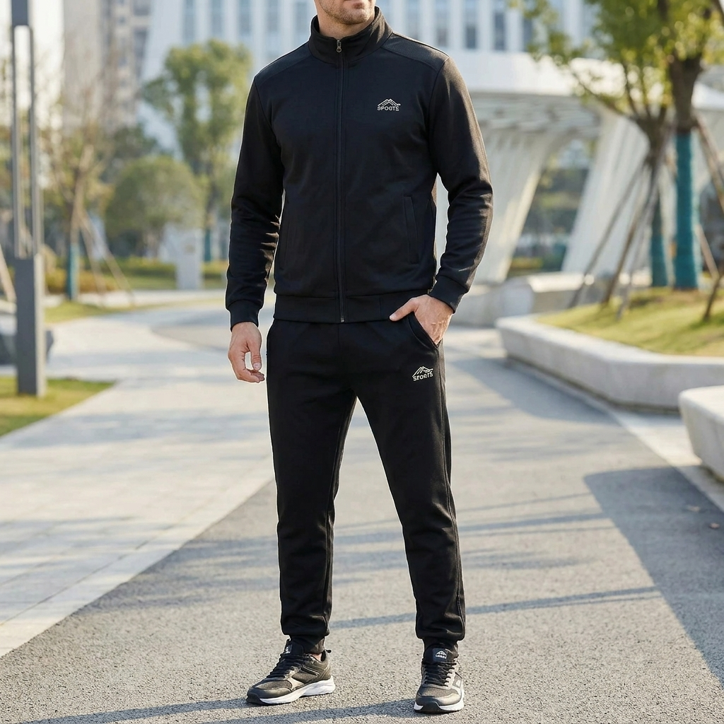 Full Zip Jacka Och Byxor Set för Män